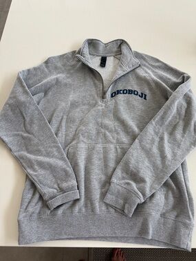 District Light Gray Pullover with Black Brand Tag